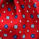 Cruciani &amp; Bella
100% Printed Silk&nbsp;
Tipped
Red, light Blue and White Motif Tie
Handmade in Italy
8 cm x 148 cm
New Old Stock