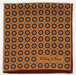 Holliday &amp; Brown
Hand-rolled&nbsp;&nbsp;
Holliday &amp; Brown for Cruciani &amp; Bella
100% Silk
Mustard, Light Brown, Red and White
Double Faces
Motif&nbsp; Pocket Square
Handmade in Italy

32 cm X 32 cm
#10335