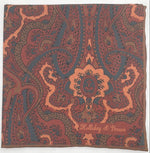 Holliday &amp; Brown
Hand-rolled&nbsp;&nbsp;
Holliday &amp; Brown for Cruciani &amp; Bella
100% Silk
Rust, Beige, Bleu and Red
Double Faces
Motif&nbsp; Pocket Square
Handmade in Italy

32 cm X 32 cm
#10346