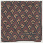 Holliday &amp; Brown
Hand-rolled&nbsp;&nbsp;
Holliday &amp; Brown for Cruciani &amp; Bella
100% Silk
Red Wine, Light Brown and Black
Single Face
Motif&nbsp; Pocket Square
Handmade in Italy

32 cm X 32 cm
#10349