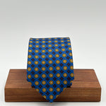 Cruciani &amp; Bella
100% Printed Silk&nbsp;
Tipped
Royal Blue, Yellow, Red and White Motif Tie
Handmade in Italy
8,5 cm x 148 cm
New Old Stock
#10443