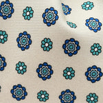 Cruciani &amp; Bella
100% Printed Silk&nbsp;
Tipped
Off White, Blue and Turquoise Motif Tie
Handmade in Italy
8,5 cm x 148 cm
New Old Stock
#10450