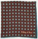 Holliday &amp; Brown
Hand-rolled&nbsp;&nbsp;
Holliday &amp; Brown for Cruciani &amp; Bella
100% Madder Silk
Brown, Light Blue and Beige&nbsp;
Single Face
Motif&nbsp; Pocket Square
Handmade in Italy

32 cm X 32 cm
#10448