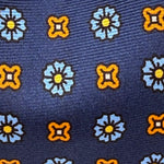 Cruciani &amp; Bella
100% Printed Silk&nbsp;
Tipped
Blue, Light Blue, Orange and Yellow Motif Tie
Handmade in Italy
8,5 cm x 148 cm
New Old Stock
#10519