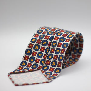 Cruciani & Bella - Madder Silk  - White, Blue, Red and Yellow Unlined Printed Tie