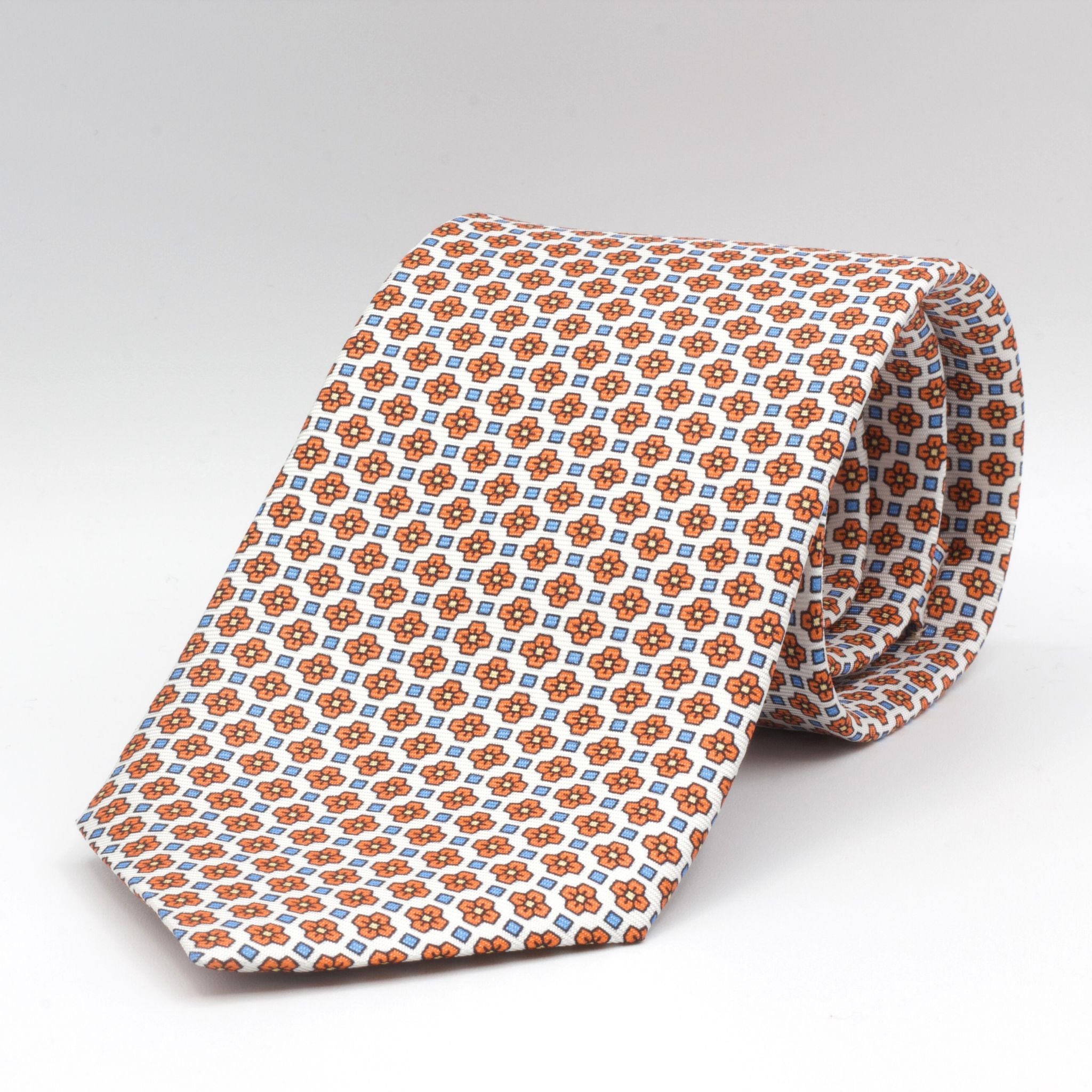 Cruciani & Bella - Silk - White, Orange and Baby Blue Tie