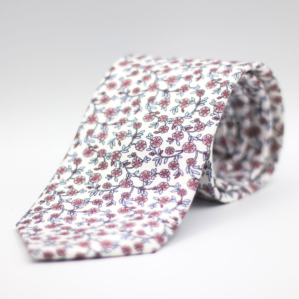 Cruciani & Bella - Silk - White, Pink and Light Blue Floral Motif Tie