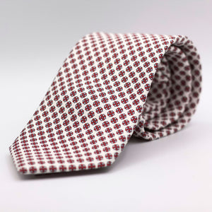 Holliday & Brown for Cruciani & Bella 100% printed Silk Self Tipped White, Red motif tie Handmade in Italy 8 cm x 150 cm