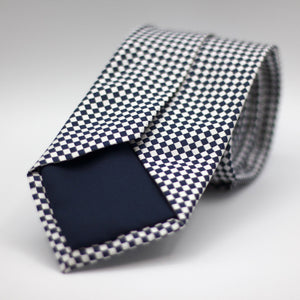 Cruciani & Bella 100% silk Tipped 3-Folds High White and Blue  Optical Motif Tie Handmade in Como, Italy 8 cm x 150 cm