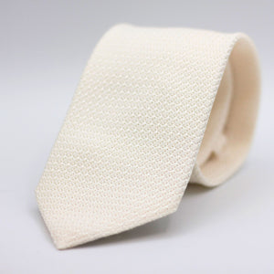 Cruciani & Bella 100% Silk Grenadine Garza Grossa Woven in Italy Tipped White plain tie Handmade in Italy 8 cm x 150 cm