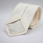 Cruciani & Bella 100% Silk Grenadine Garza Grossa Woven in Italy Tipped White plain tie Handmade in Italy 8 cm x 150 cm