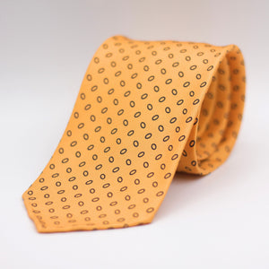 Cruciani & Bella 100% Printed Silk 36 oz UK fabric Unlined Yellow, Black Motif Unlined Tie Handmade in Italy 8 x 150 cm