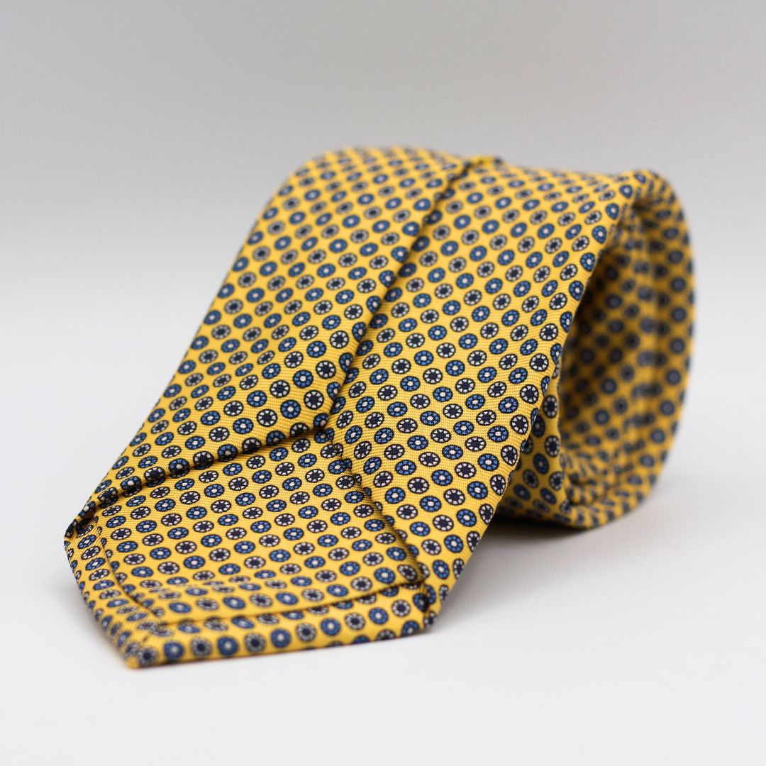 Holliday & Brown - Printed Silk - Yellow, Blue, Light Blue and White Tie