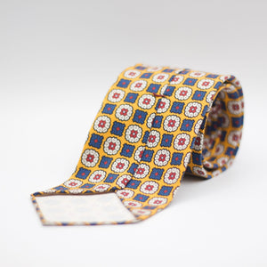 Cruciani & Bella - Printed Madder Silk  - Unlined - Yellow, Blue, Red and White Tie