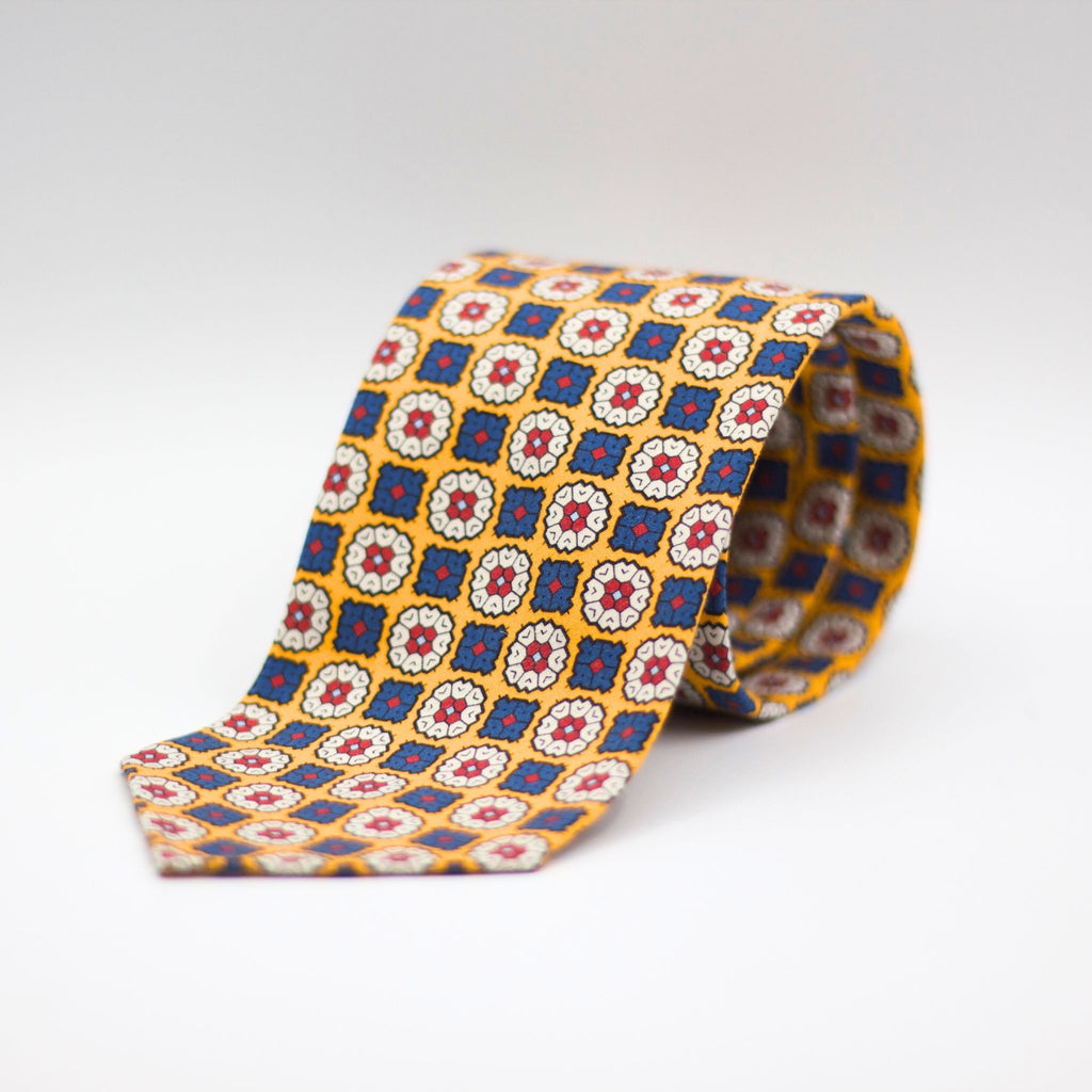 Cruciani & Bella - Printed Madder Silk  - Unlined - Yellow, Blue, Red and White Tie