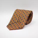 Cruciani &amp; Bella 100% Printed Silk Silk Made in England&nbsp; Self-tipped Yellow, Orange, Green and Purple Motif Tie 8 cm x 150 cm Handmade in &nbsp;England