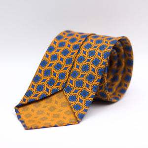 Cruciani & Bella 100% Printed Silk 36 oz UK fabric Unlined Yellow and Light Blue Unlined Tie Handmade in Italy 8 x 150 cm