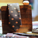Cruciani & Bella -  100% Silk - Black Pumpkin motif Tie #7910