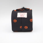 Cruciani & Bella 100% silk Tipped Black Pumpkin motif Tie Made in England 8 cm x 150 cm