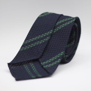 Cruciani & Bella 100% Silk Garza Grossa Woven in Italy Unlined Hand rolled blades Blue and Green Handmade in Italy 8 cm x 150 cm