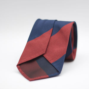 Cruciani & Bella 100% Woven Jacquard Silk Unlined Blue and Burgundy block stripes tie Handmade in Italy 8 x 150 cm