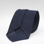 Cruciani & Bella 100% Silk Grenadine Garza Grossa Woven in Italy Unlined Midnight blue plain tie Handmade in Italy 8 cm x 150 cm