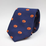 Cruciani & Bella 100% silk Tipped Blue Pumpkin motif Tie  Made in England 8 cm x 150 cm