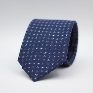 Holliday & Brown for Cruciani & Bella 100% printed Silk Self Tipped Blue, with Red, Light Blue and White motif tie Handmade in Italy 8 cm x 150 cm