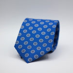 Holliday & Brown for Cruciani & Bella 100% printed Silk Self Tipped Blue, with Grey and Light Blue motif tie  Handmade in Italy 8 cm x 150 cm
