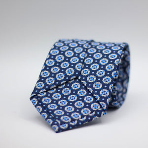 Holliday & Brown for Cruciani & Bella 100% printed Silk Self Tipped Blue, White and Light Blue motif tie Handmade in Italy 8 cm x 150 cm