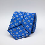 Holliday & Brown for Cruciani & Bella 100% printed Silk Self Tipped Blue, with Grey and Light Blue motif tie  Handmade in Italy 8 cm x 150 cm