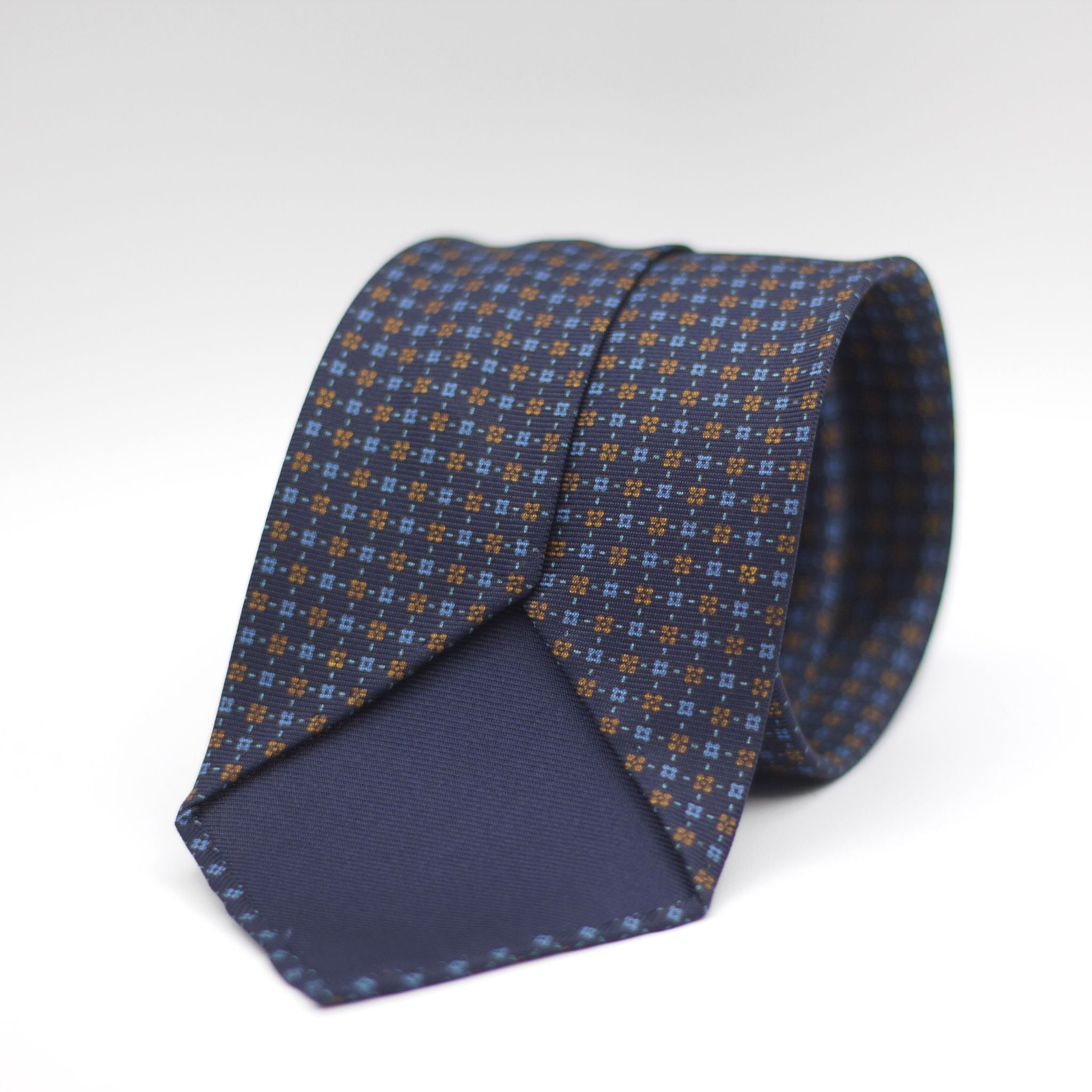 Cruciani & Bella 100% Printed Silk UK fabric Unlined Blue, Brown and Light Blue Unlined Tie Handmade in Italy 8 x 150 cm