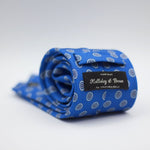 Holliday & Brown for Cruciani & Bella 100% printed Silk Self Tipped Blue, with Grey and Light Blue motif tie  Handmade in Italy 8 cm x 150 cm