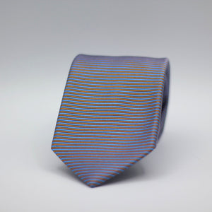 Holliday & Brown for Cruciani & Bella 100% Woven Jacquard Silk Tipped Bronze and light Blue Horizontal stripes tie Handmade in Italy 8 cm x 150 cm