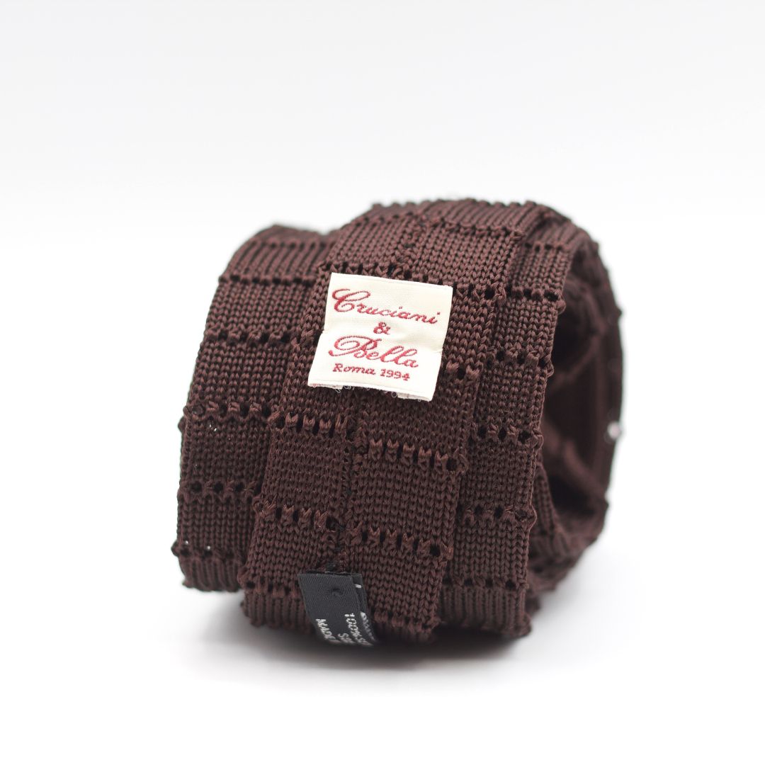 Cruciani & Bella - Knitted Silk - Brown tie