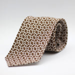 Cruciani & Bella 60% Linen, 40% Silk  Italian fabric Unlined tie Brown and White Handmade in Italy 8 cm x 150 cm