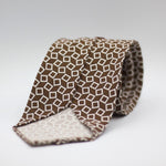 Cruciani & Bella 60% Linen, 40% Silk  Italian fabric Unlined tie Brown and White Handmade in Italy 8 cm x 150 cm
