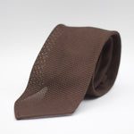 Cruciani & Bella 100% Silk Grenadine Garza Fina Woven in Italy Unlined Hand rolled blades Brown plain  tie Handmade in Italy 8 cm x 150 cm