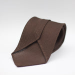 Cruciani & Bella 100% Silk Grenadine Garza Fina Woven in Italy Unlined Hand rolled blades Brown plain  tie Handmade in Italy 8 cm x 150 cm