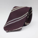 Cruciani & Bella 100% Silk Garza Grossa Woven in Italy Unlined Hand rolled blades Purple and White  Handmade in Italy 8 cm x 150 cm