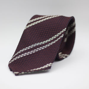 Cruciani & Bella 100% Silk Garza Grossa Woven in Italy Unlined Hand rolled blades Purple and White  Handmade in Italy 8 cm x 150 cm