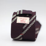 Cruciani & Bella 100% Silk Garza Grossa Woven in Italy Unlined Hand rolled blades Purple and White  Handmade in Italy 8 cm x 150 cm