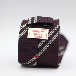 Cruciani & Bella 100% Silk Garza Grossa Woven in Italy Unlined Hand rolled blades Purple and White  Handmade in Italy 8 cm x 150 cm