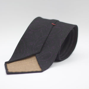 Cruciani & Bella 100%  Printed Wool  Unlined Hand rolled blades Dark Green/Black, PurplePaisley Motif Tie  Handmade in Italy 8 cm x 150 cm