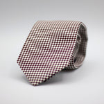 Drake's for Cruciani e Bella 100% Silk Jacquard  Burgundy and white optical tie Handmade in London, England 8 cm x 148 cm