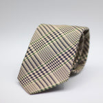 Drake's for Cruciani & Bella 100% Wowen Silk Tipped Ecru, Blue and Green Prince of Wales motif Tie Size 8 X 148 cm Made in England