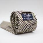 Drake's for Cruciani & Bella 100% Wowen Silk Tipped Ecru, Blue and Green Prince of Wales motif Tie Size 8 X 148 cm Made in England