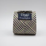 Drake's for Cruciani & Bella 100% Wowen Silk Tipped Ecru, Blue and Green Prince of Wales motif Tie Size 8 X 148 cm Made in England