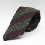 Cruciani & Bella 100% Shetland Tweed  Unlined Hand rolled blades Green and Burgundy stripes Handmade in Italy 8 cm x 150 cm