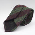 Cruciani & Bella 100% Shetland Tweed  Unlined Hand rolled blades Green and Burgundy stripes Handmade in Italy 8 cm x 150 cm